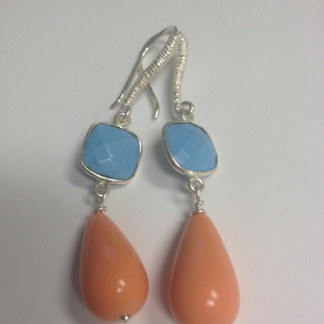 Coral and Turquoise Drop Earrings