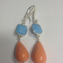 Coral and Turquoise Drop Earrings