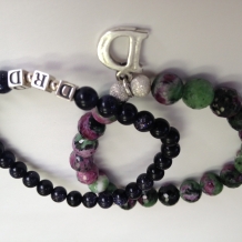 Gemstone initial bracelets with sterling silver initial charms